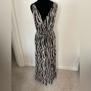 Zebra Print Faux-Wrap Maxi Dress - Boho Summer Chic